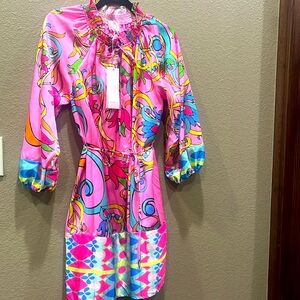 XS NWT bright colored floral design dress